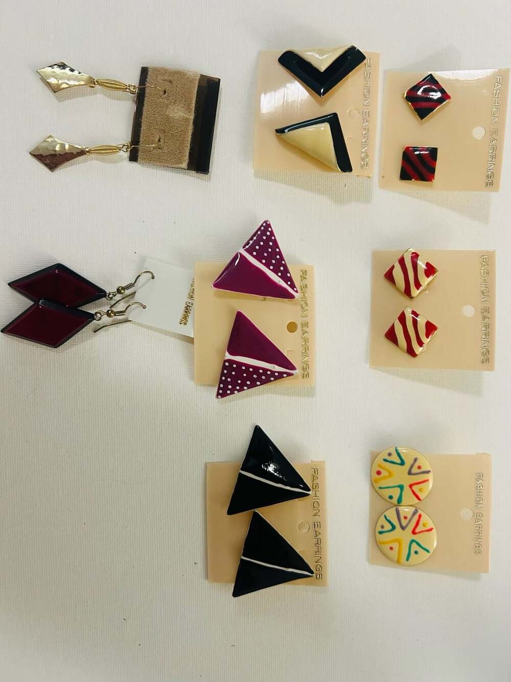 Vintage Fashion Earrings Lot of 8 Geometric Art Deco Style